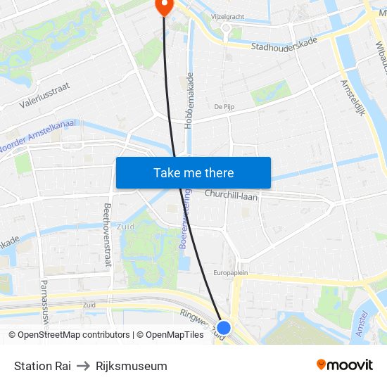 Station Rai to Rijksmuseum map