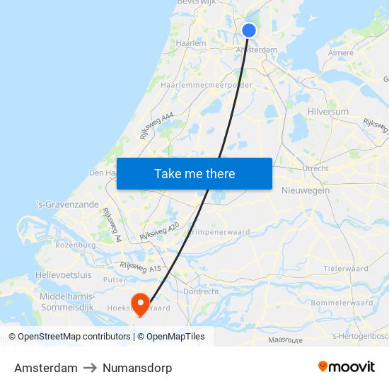 Amsterdam to Numansdorp map