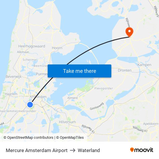 Mercure Amsterdam Airport to Waterland map