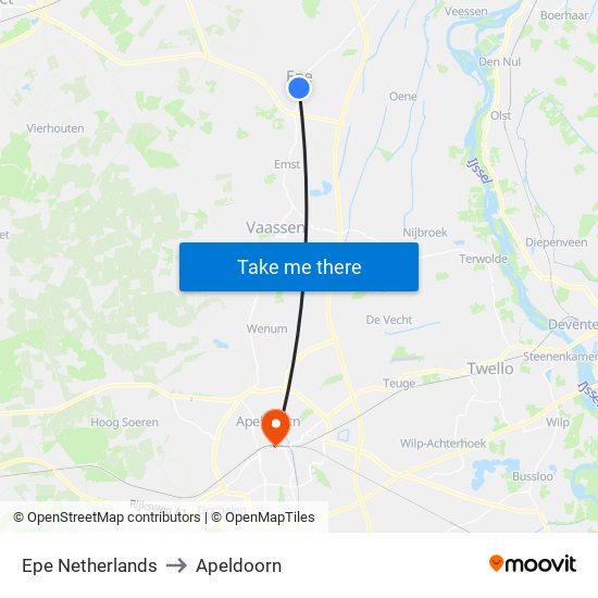 Epe Netherlands to Apeldoorn map