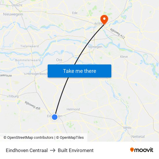Eindhoven Centraal to Built Enviroment map