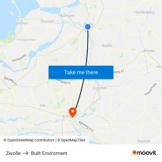 Zwolle to Built Enviroment map