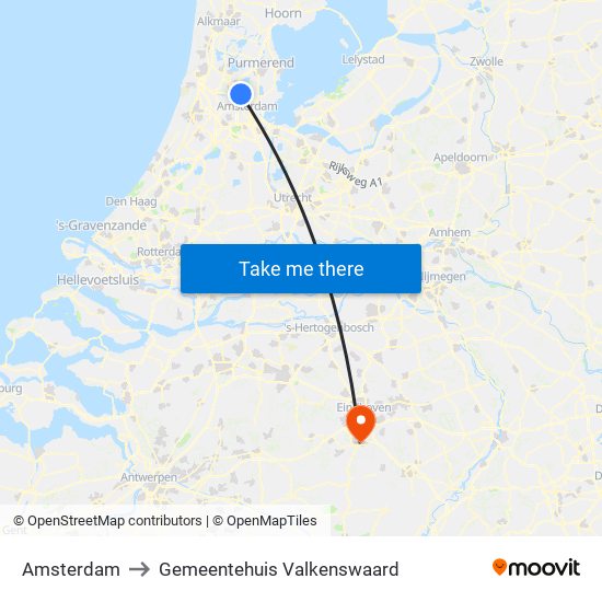 Amsterdam to Gemeentehuis Valkenswaard map