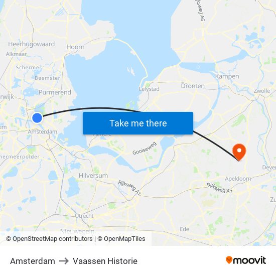 Amsterdam to Vaassen Historie map