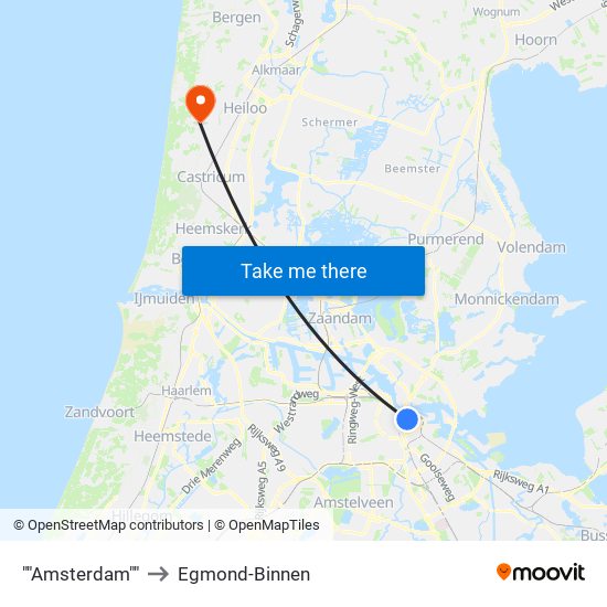 ""Amsterdam"" to Egmond-Binnen map