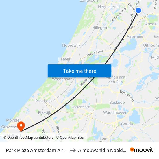 Park Plaza Amsterdam Airport to Almouwahidin Naaldwijk map