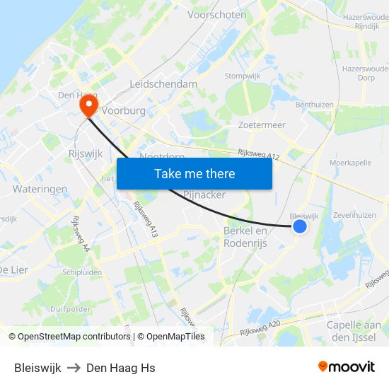 Bleiswijk to Den Haag Hs map