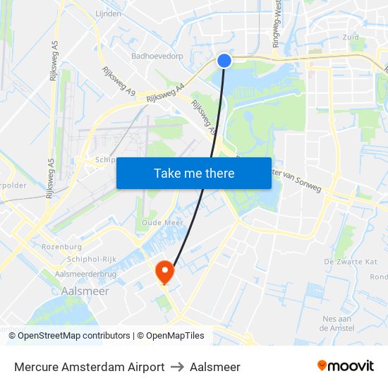 Mercure Amsterdam Airport to Aalsmeer map
