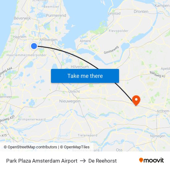 Park Plaza Amsterdam Airport to De Reehorst map