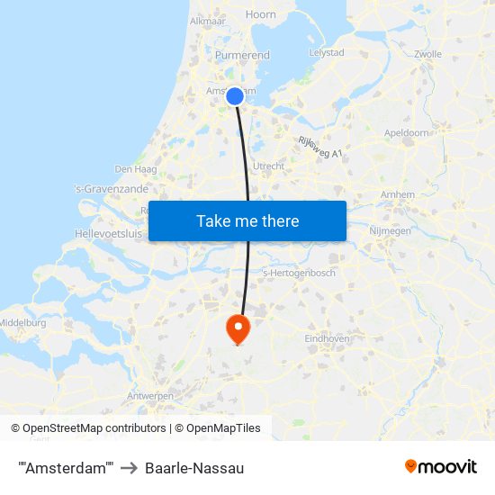 ""Amsterdam"" to Baarle-Nassau map