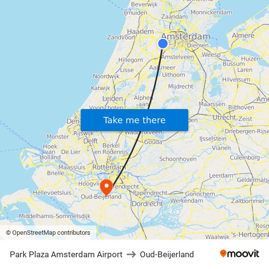 Park Plaza Amsterdam Airport to Oud-Beijerland map