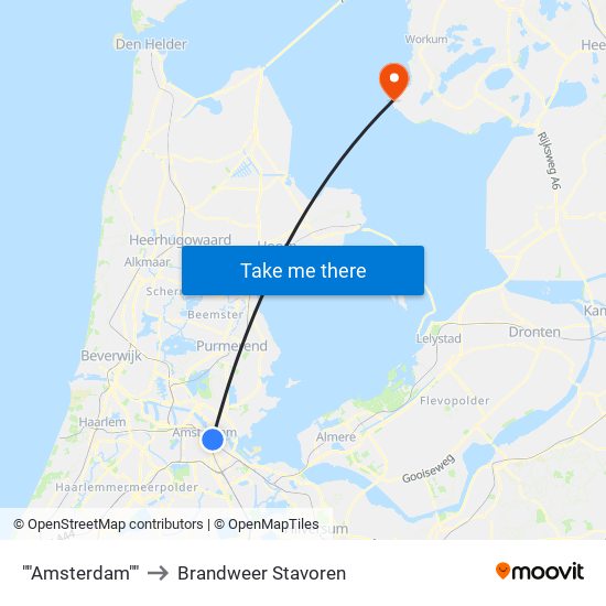 ""Amsterdam"" to Brandweer Stavoren map