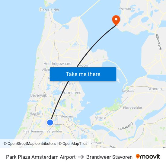 Park Plaza Amsterdam Airport to Brandweer Stavoren map