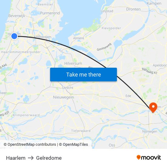 Haarlem to Gelredome map