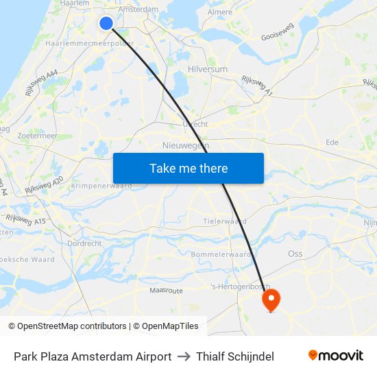 Park Plaza Amsterdam Airport to Thialf Schijndel map