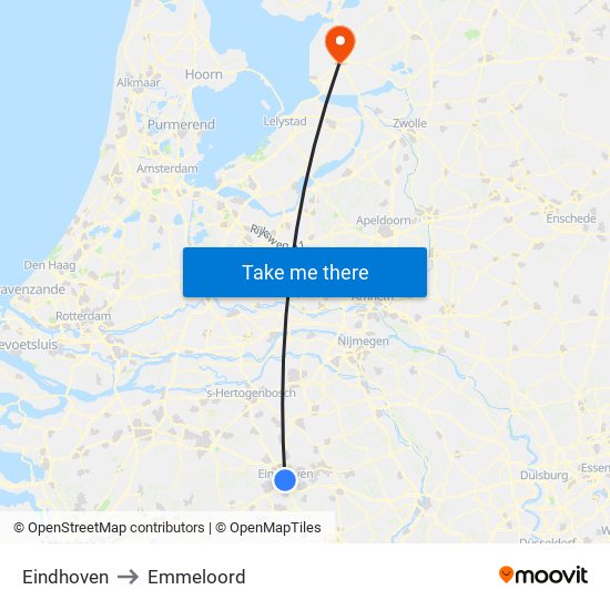 Eindhoven, Nieuwe Emmasingel 10 to Emmeloord map