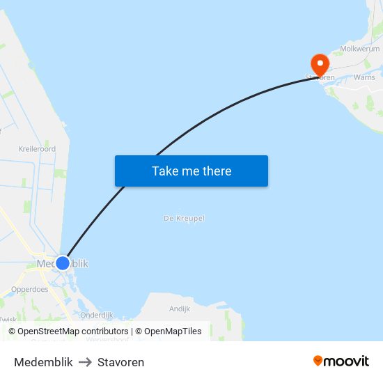 Medemblik to Stavoren map