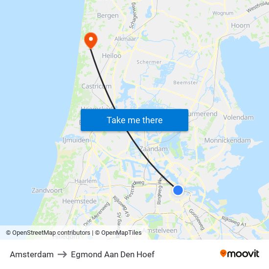 Amsterdam to Egmond Aan Den Hoef map