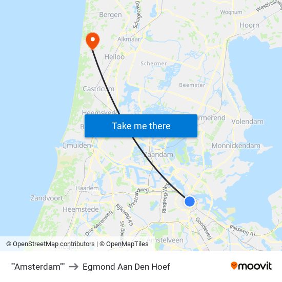 ""Amsterdam"" to Egmond Aan Den Hoef map