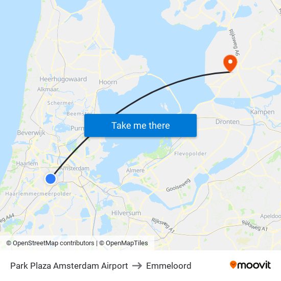 Park Plaza Amsterdam Airport to Emmeloord map