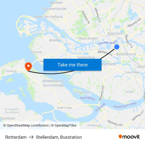 Rotterdam to Stellendam, Busstation map