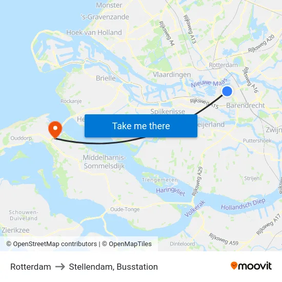 Rotterdam to Stellendam, Busstation map