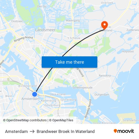 Amsterdam to Brandweer Broek In Waterland map