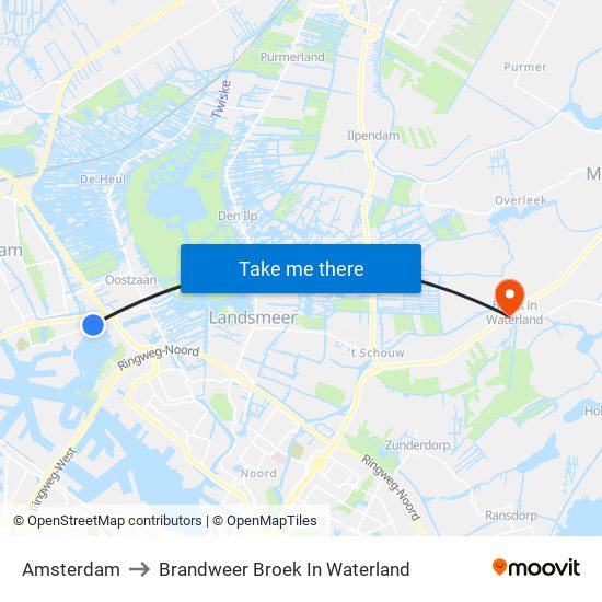 Amsterdam to Brandweer Broek In Waterland map