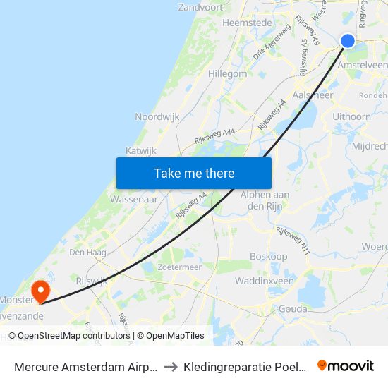 Mercure Amsterdam Airport to Kledingreparatie Poeldijk map