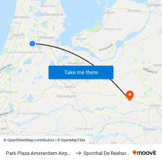 Park Plaza Amsterdam Airport to Sporthal De Reehorst map