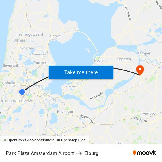 Park Plaza Amsterdam Airport to Elburg map