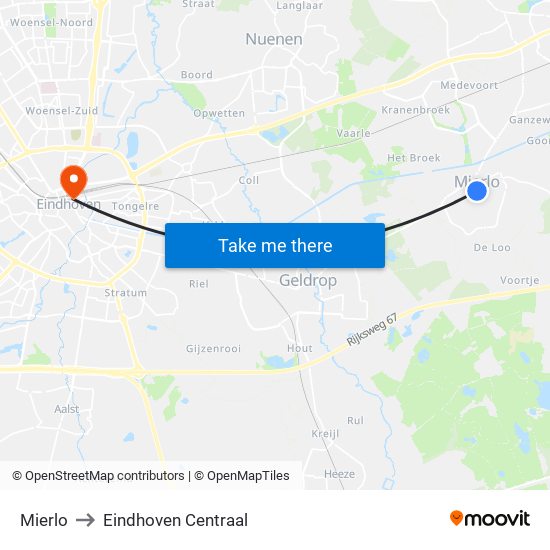 Mierlo to Eindhoven Centraal map