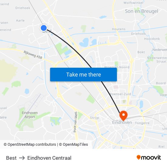 Best to Eindhoven Centraal map