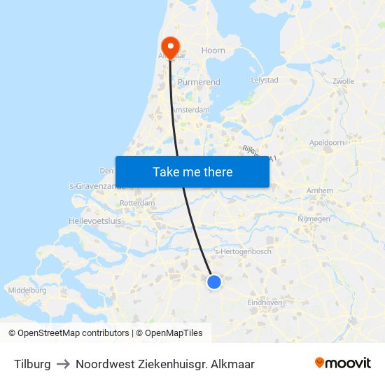 Tilburg to Noordwest Ziekenhuisgr. Alkmaar map