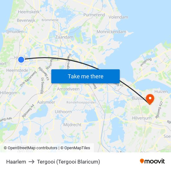 Haarlem to Tergooi (Tergooi Blaricum) map