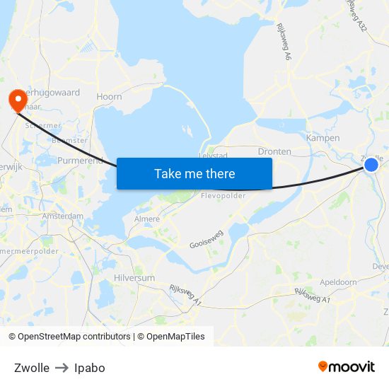 Zwolle to Ipabo map