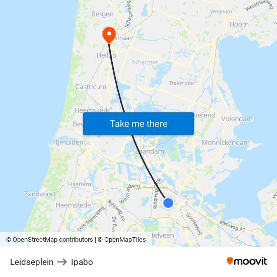 Leidseplein to Ipabo map