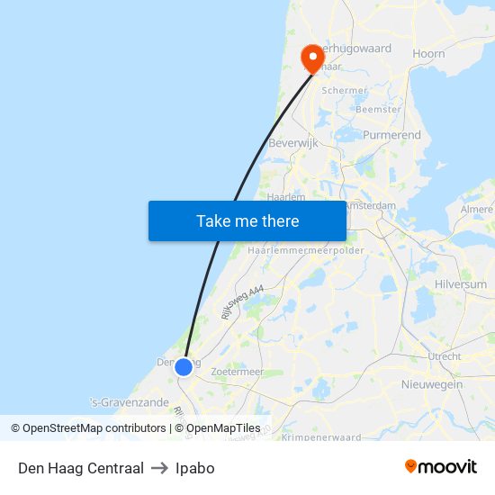 Den Haag Centraal to Ipabo map