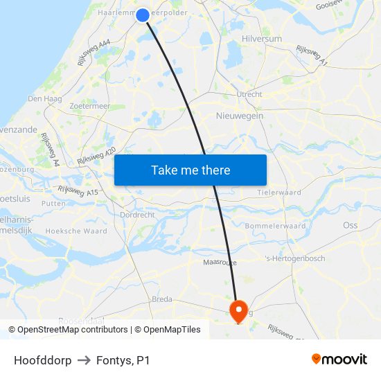 Hoofddorp to Fontys, P1 map