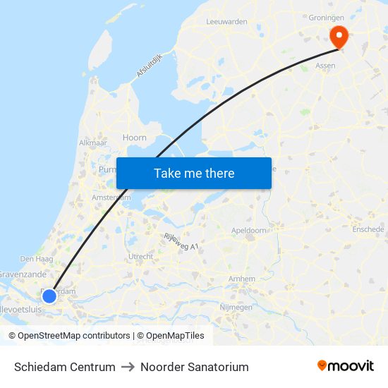 Schiedam Centrum to Noorder Sanatorium map