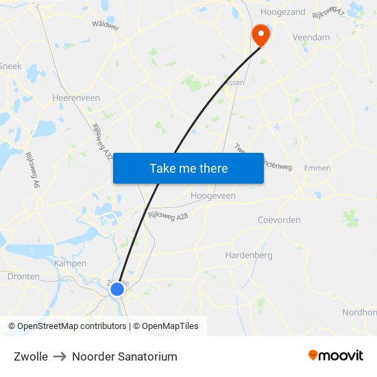 Zwolle to Noorder Sanatorium map
