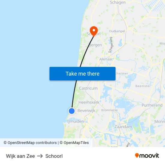 Wijk aan Zee to Schoorl map