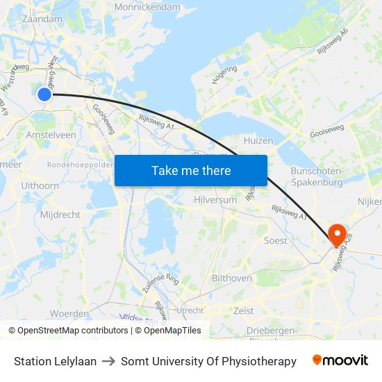 Station Lelylaan to Somt University Of Physiotherapy map