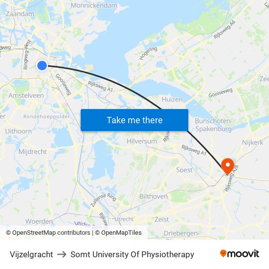 Vijzelgracht to Somt University Of Physiotherapy map