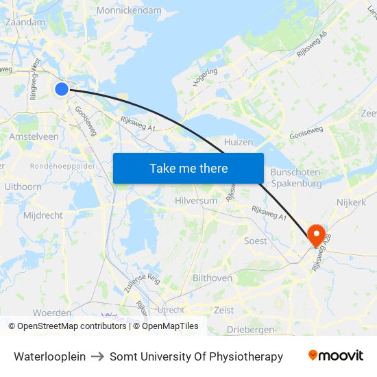 Waterlooplein to Somt University Of Physiotherapy map