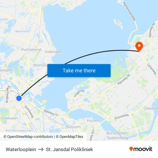 Waterlooplein to St. Jansdal Polikliniek map