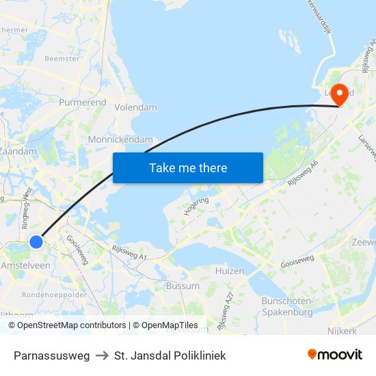 Parnassusweg to St. Jansdal Polikliniek map