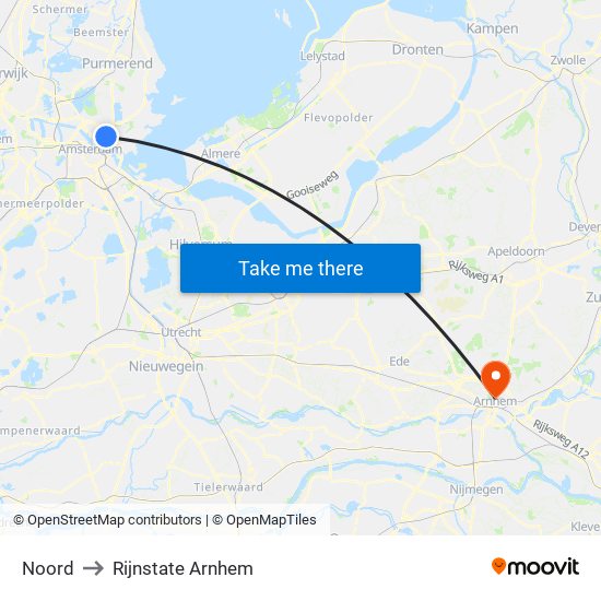 Noord to Rijnstate Arnhem map