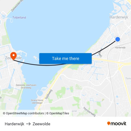 Harderwijk to Zeewolde map