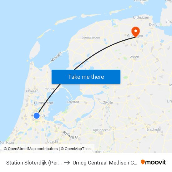 Station Sloterdijk (Perron N) to Umcg Centraal Medisch Complex map
